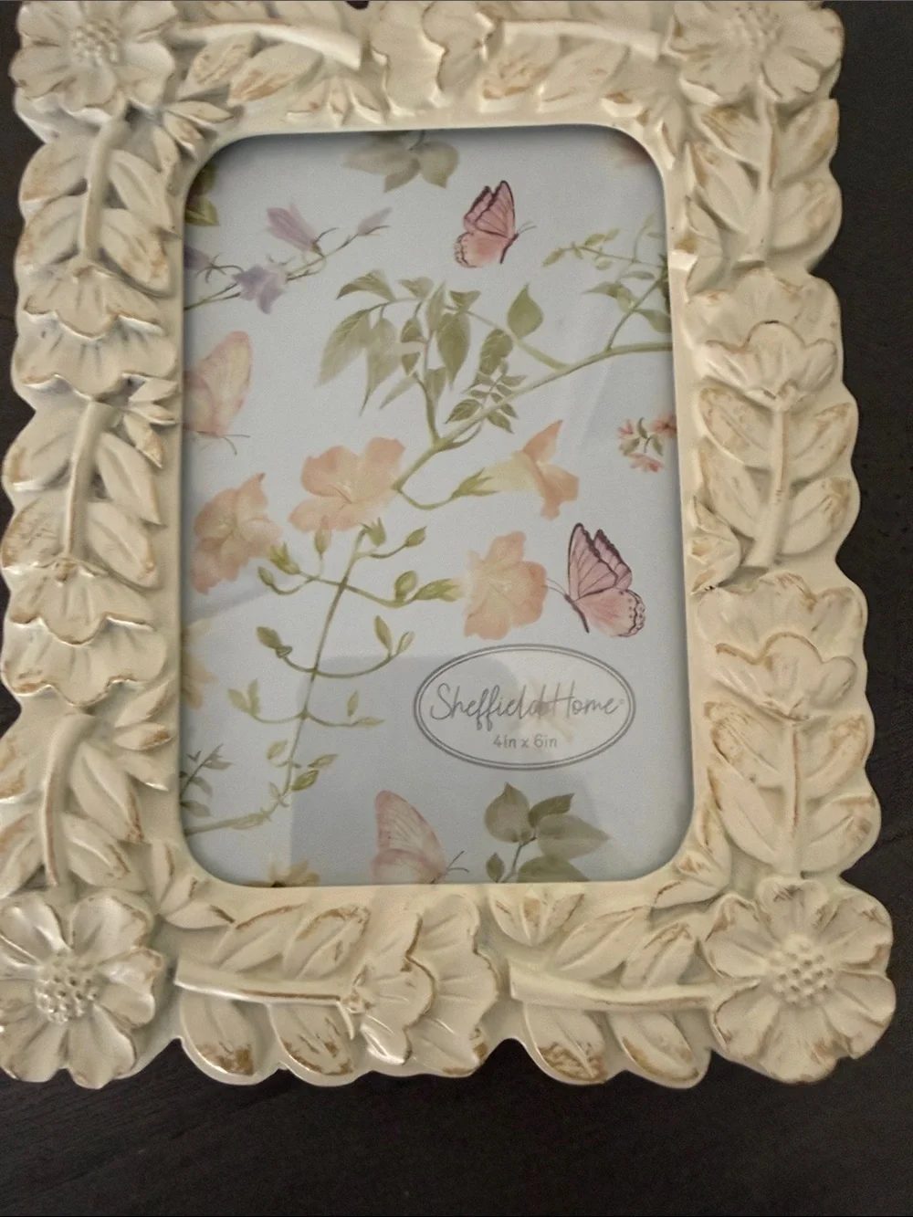 Sheffield Home Cream Floral Carved Picture Frame with Distressed Accents